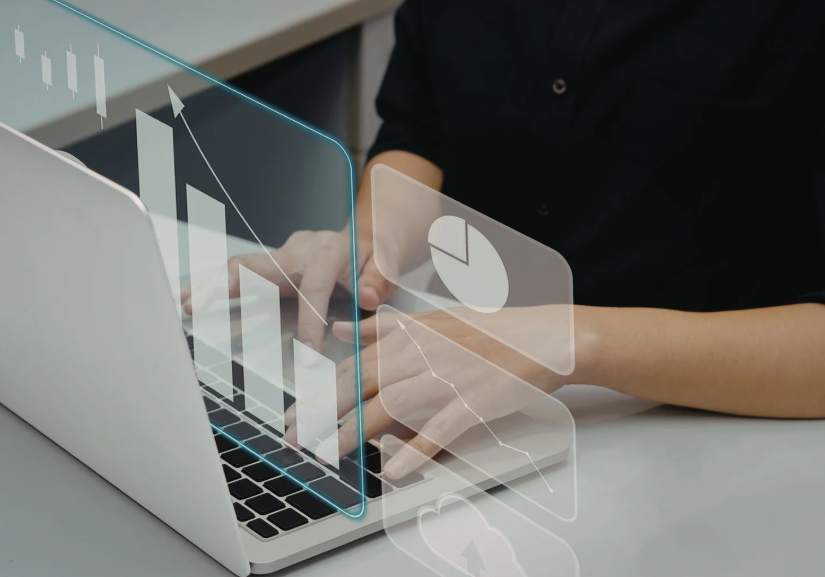 Investor reviewing silver price visualization charts with trends, volume, moving averages, and comparison data for market analysis.